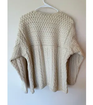Blarney Woolen Mills Cable Knit Pullover Sweater Merino Wool Cream Women's XL thumbnail 2