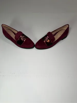 Taryn Rose Burgundy Suede Loafers with Rose-Metal Accent thumbnail 7