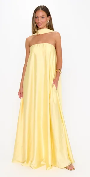 Show Me Your Mumu Tinsley Yellow Maxi Dress size XL strapless tube thumbnail 1