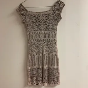 Vintage Y2K Monster Girl Crochet Beige Square Neckline Mini Dress size S thumbnail 4