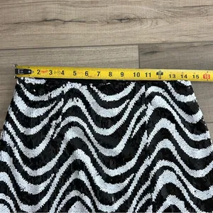 Anthropologie Hutch Black White All Sequin Groovy Wave A Line Mini Skirt M thumbnail 7