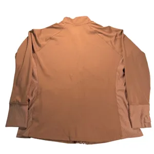 Freely Jacket Women's XL Brown Full Zip Mock Neck Zipper Pockets Thumb Holes thumbnail 2