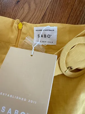 NWT Sabo Skirt mini Tuscany yellow belted summer size small thumbnail 4