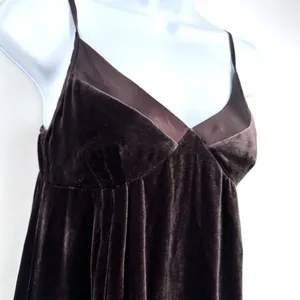 Gap Y2K Velvet Silk Blend Slip Dress Sz 2 Chocolate Brown Whimigoth‎ FairyGrunge thumbnail 3