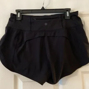 Athleta Shorts size S inseam 3” waist 30” flat elastic color black small pocket thumbnail 2
