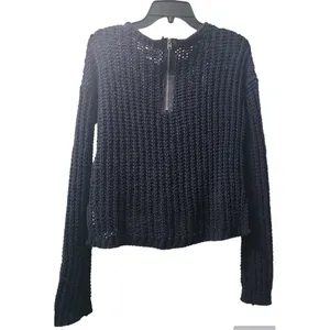 Abercrombie & Fitch Knit Pullover‎ Sweater Half Zip Cropped Black M thumbnail 2