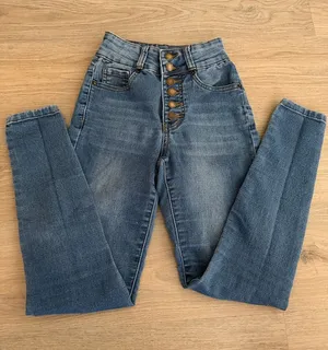 Cali 1850 High-Rise Button-Fly Women's Jeans in Medium Blue Size 0 thumbnail 1