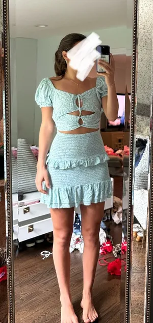 Green and blue flower floral dress from island Gypsy thumbnail 1