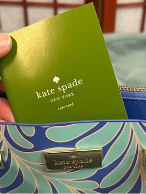 Kate Spade Cobalt Blue and Mint Green SeaFern Leaf-Print Tote thumbnail 4