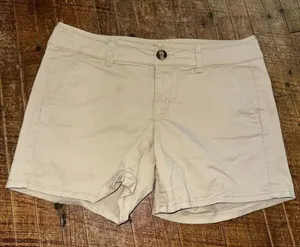 American Eagle tan flat front midi stretch size 4 shorts thumbnail 1