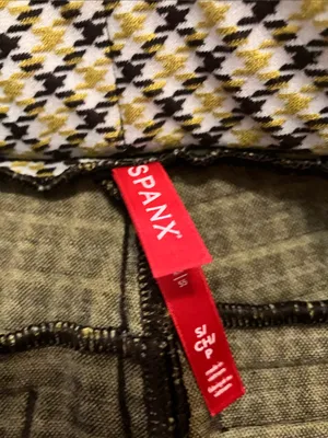 Spanx Houndstooth Kick Flare Yellow and Brown Print Pants Size Small thumbnail 5