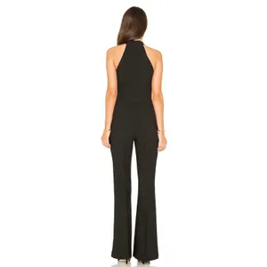 Line + Dot Freya Jumpsuit Halter Tie Wide Flare‎ Leg Black Sleeveless Women's L thumbnail 8