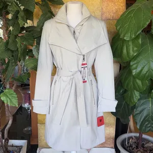 Halston Heritage NEW Halston Women's Belted Wrap Silver Collared Trench Coat With Pockets, Size M thumbnail 3