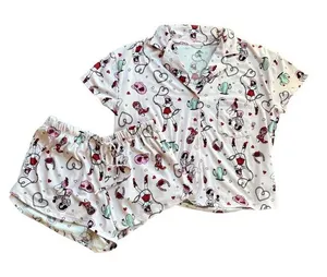 Boutique Cowgirl Shortie Pajamas Pink Sz XS Button Top Pull On Drawstring Short thumbnail 1