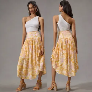 Maeve Anthropologie Flounce midi Skirt Sz Large thumbnail 2