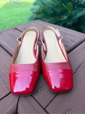 ALOHAS Lindy Bliss Red Leather Slingback Pumps Size 6 $170 thumbnail 4
