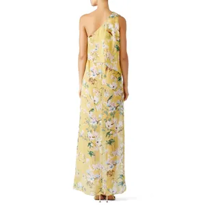 Slate & Willow Floral One Shoulder Hi Low Popover Bodice Maxi Dress 4 Yellow thumbnail 5