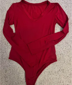 Long sleeve cherry red bodysuit  thumbnail 1