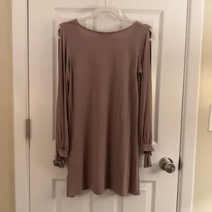 Lulus Glory of Love Taupe Cold Shoulder Shift Dress Extra Small thumbnail 4