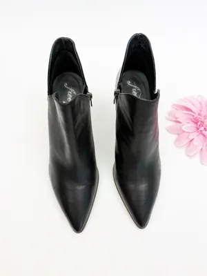 Free People Shiloh Heeled Ankle Boots Booties Black Leather thumbnail 6
