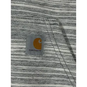 Carhartt Women Striped Quarter Zip‎ Hooded Sweatshirt Relaxed Fit Cozy Gray Sz S thumbnail 5