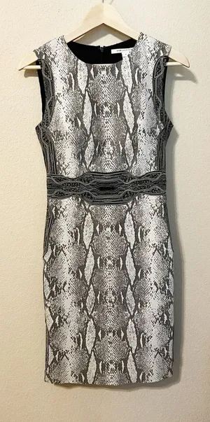 DVF Diane Von Furstenberg Embroidered Snake Print Fitted Dress thumbnail 1