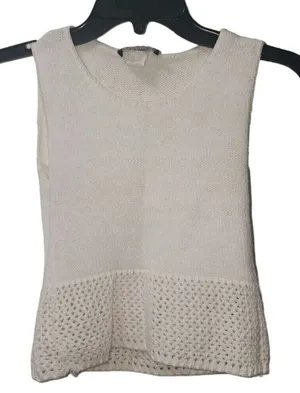 Custom Designed Knit‎ Tank Top Sleeveless Open Knit Hem Casual thumbnail 1