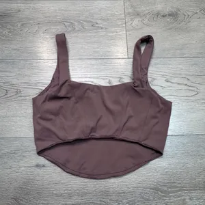 All‎ in Motion Womens Corset Sports Bra Brown Square Neck Curved Hem XSmall XS thumbnail 2