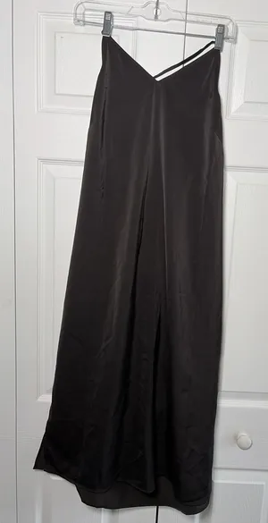 The Drop thetennillelife Satin Midi Slip Dress Womens Size M Black Y2K 90s Style thumbnail 1