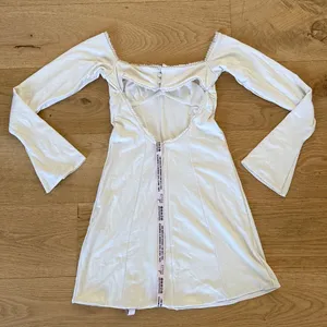 Oh Polly Mini Dress Off Shoulder Long Sleeve Suki Size US2 Ivory Beige thumbnail 4