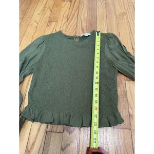 Boden‎ Smocked Bodice Green Long Sleeve Blouse Size 8 thumbnail 5