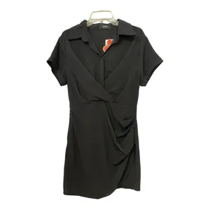 Cider Collar Black Wrap Mini Dress Size L thumbnail 2