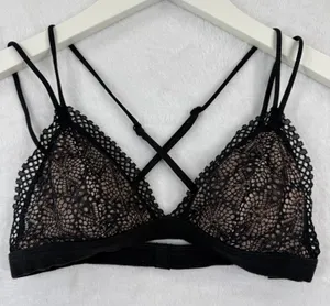 Victoria's Secret Black Lace‎ Strappy Back Bralette XS Unlined Wireless thumbnail 1