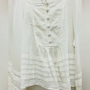 Anthropologie Shirt Women SIZE XXS White Romantic Babydoll Embroidered Victorian thumbnail 6