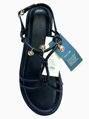 Universal Threads Black Strappy Gold Charm Ankle Strap Sandals Size 8 thumbnail 3