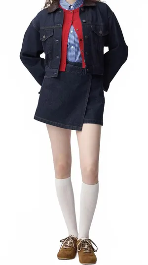 Uniqlo GU Denim Wrap Skort NWT Navy Blue Wash XS thumbnail 1