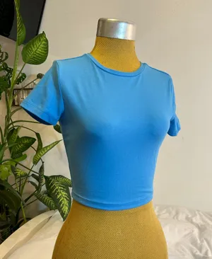 Wild Fable Sculpting crop top in blue thumbnail 1