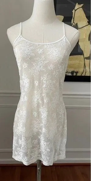 Victoria's Secret stretchy sheer lace chemise ivory Small thumbnail 1