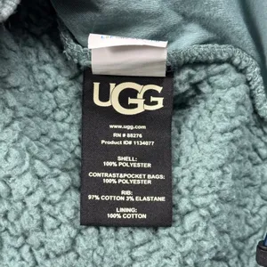 UGG Sherpa Fleece Pullover Women's M Teal Blue Logo Quarter Snap Cozy Sweater thumbnail 6