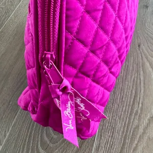 VTG Vera Bradley Zip Around Handbag Shoulder Bag Solid Magenta Quilted NEW thumbnail 5