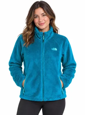 The North Face Osito 2 Fleece Jacket Teal Green Women Large Full Zip Soft Furry thumbnail 1