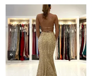 Amelia Couture Gold Mermaid Prom Dress thumbnail 2