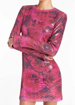 NWT Amanda Uprichard‎ Ayla Mini Dress Samira Pink Sequin Size Large thumbnail 1