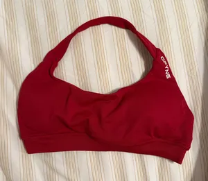 DFYNE Impact Halter Sports Bra | Crimson Red | Small thumbnail 1