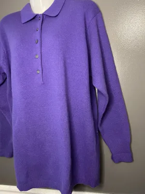 Vintage Saks Fifth Avenue Knit Sweater Tunic Womens Medium Purple Long Sleeve thumbnail 4