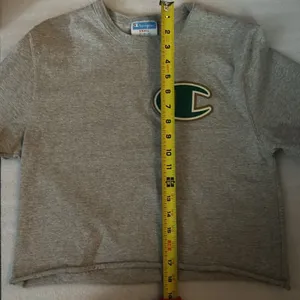 Champion Gray Cropped Rolled Hem T-shirt S Casual Athleisure Activewear Cozy thumbnail 6