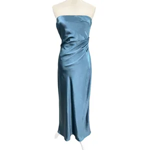 Runaway The Label Kristine Dress in Steel Small New Womens Satin Maxi Strapless thumbnail 4