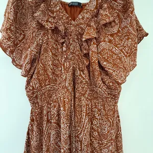 Mikarose Rust Paisley Ruffle V-Neck Smocked Maxi Dress XXL MDFP23619 thumbnail 3