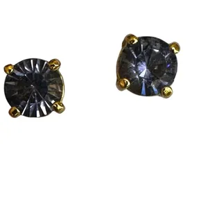 Gold-Tone Blue-Gray CZ Stud Earrings thumbnail 4