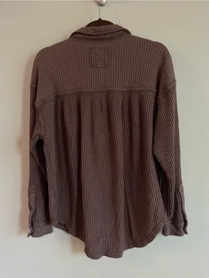 Aerie Canyon Sun Anytime Fave Waffle Shirt Oversized Shacket Size XS thumbnail 5
